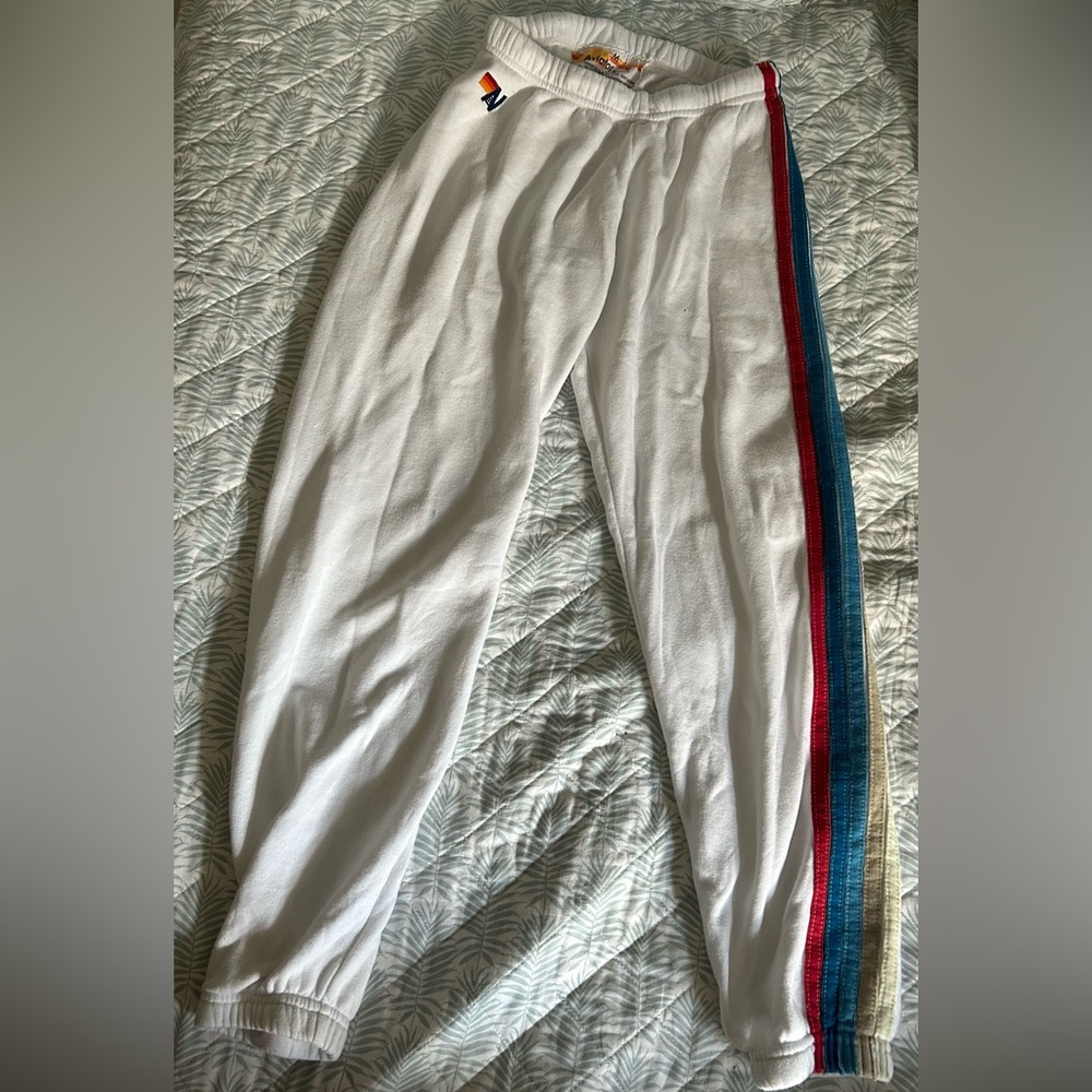 White hardly worn aviator nation sweat pants
